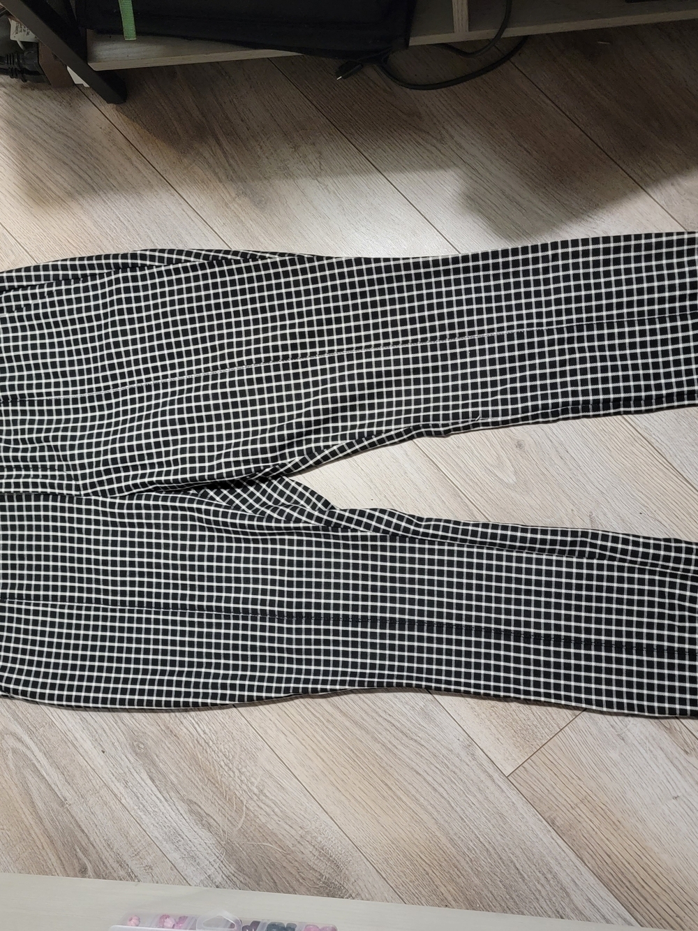 Anthropologie Black and White Grid Straight-Leg Pants